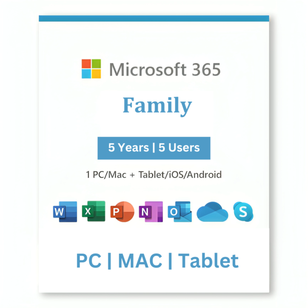 Microsoft Office 365 Subscription (PC/MAC/Tablet) 5 Years | 5 Users